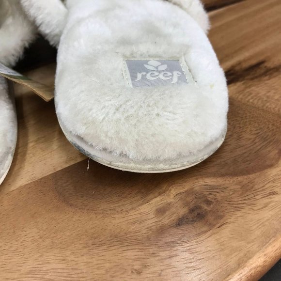Reef White Perforated Faux Fur Lined Slip On Slippers Womens XL Size 11 - Picture 7 of 11
